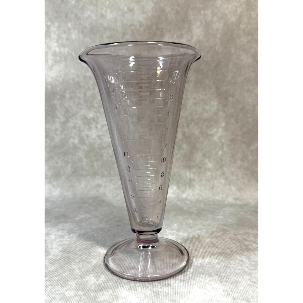 Vintage Glass Apothecary Conical Beaker Double Lip Numerical 22 Gram Lilac Tint